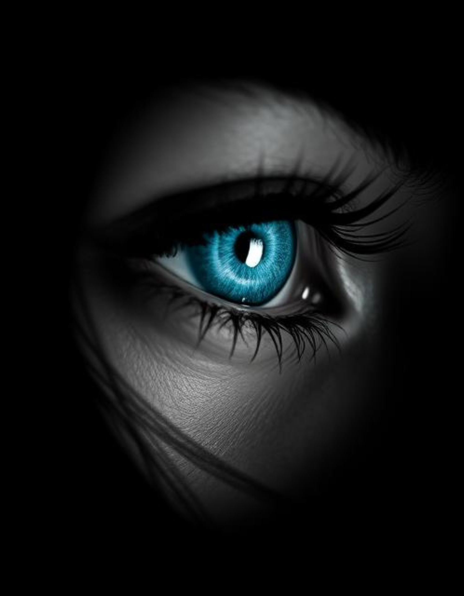 enigmatic blue eyed woman